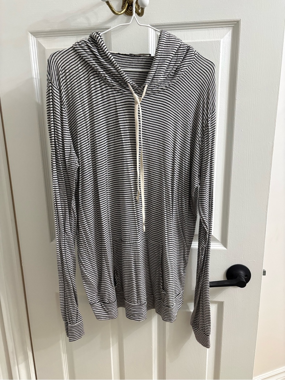 Brandy Melville Black and White Striped Hoodie